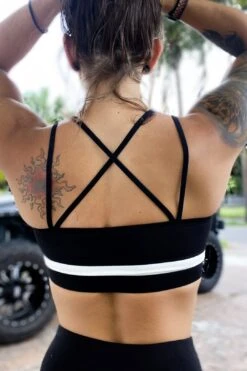 Sexy Yet Savage® Color Block X Sports Bra | Black/White