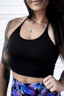 Sexy Yet Savage® Lace Crop Tank Bra | Black -Layer Outfit 30001346576564 4