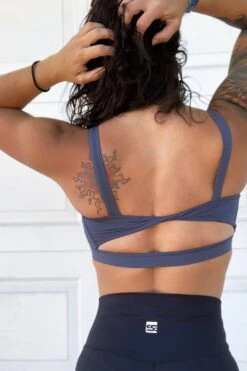 Sexy Yet Savage® Twisted Cut Sports Bra | Pewter -Layer Outfit 30001353392308 3