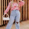 So Easy To Love Floral Top In Light Pink Curves -Layer Outfit 30001497735242 1