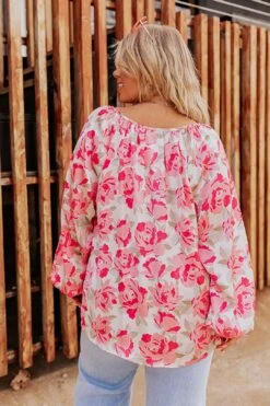 So Easy To Love Floral Top In Light Pink Curves -Layer Outfit 30001497833546 4
