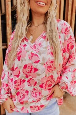 So Easy To Love Floral Top In Light Pink Curves -Layer Outfit 30001497866314 5