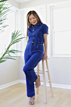 Petite Straight Leg Jumpsuit (Dark Denim) 10 Petite Straight Leg Jumpsuit (Dark Denim) -Layer Outfit 30036743454790 4