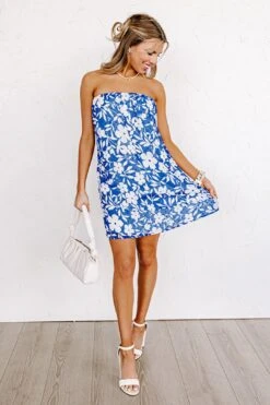 From Malibu Floral Skirt In Royal Blue