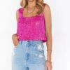Show Me Your Mumu Tara Crop Top ~ Pink Disco Sequin -Layer Outfit 30066418516011 1