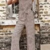 Printed Tie Front Sleeveless Jumpsuit