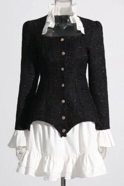 SANE Tweed Dress & Skirt Set In Black -Layer Outfit 30111147819071 3