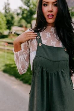 Happy Sanctuary Wide Leg Jumpsuit In Army Green -Layer Outfit 30114312061002 6