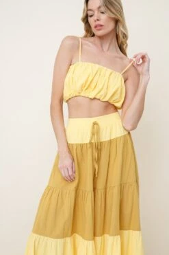 MUSTARD TIERED MIDI SKIRT -Layer Outfit 30115252994157 3