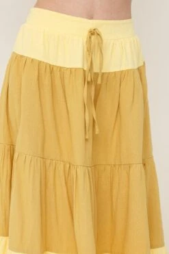 MUSTARD TIERED MIDI SKIRT -Layer Outfit 30115253026925 4