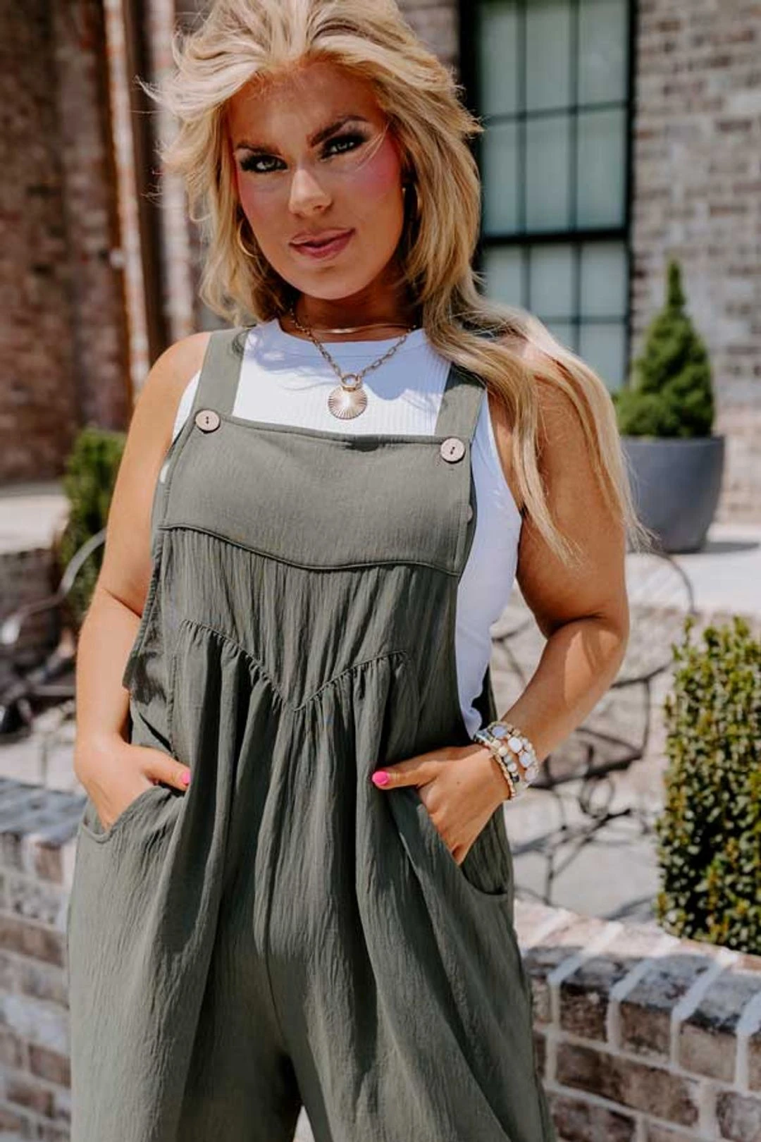 Happy Sanctuary Wide Leg Jumpsuit In Army Green Curves 5 Happy Sanctuary Wide Leg Jumpsuit In Army Green Curves - Image 3