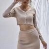 Button Front Crop Sweater And Skirt Set -Layer Outfit 30124794675274 1