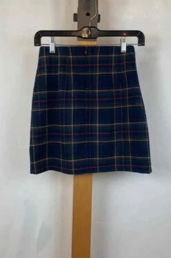 John Galt Women's Size XS Navy Plaid Skirt -Layer Outfit 30181693915218 2