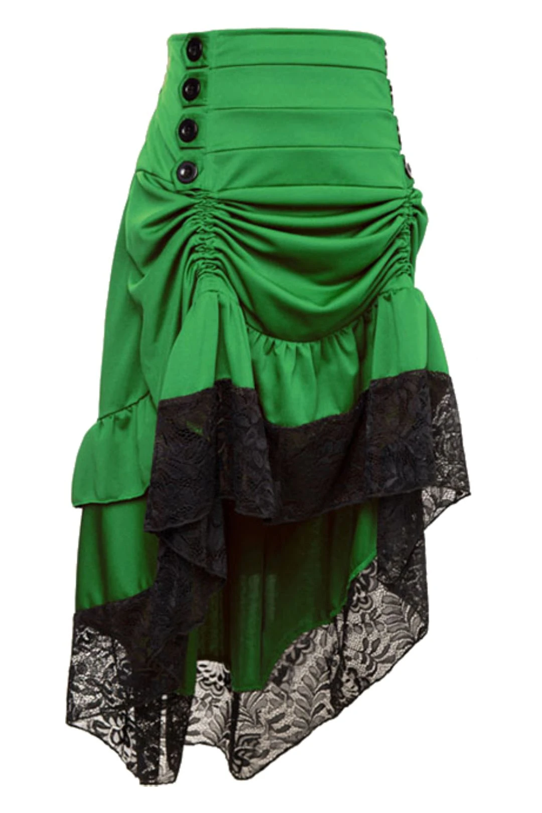 Atomic Green Gothic High-Waisted Buttoned Tiered Skirt 4 Atomic Green Gothic High-Waisted Buttoned Tiered Skirt - Image 2