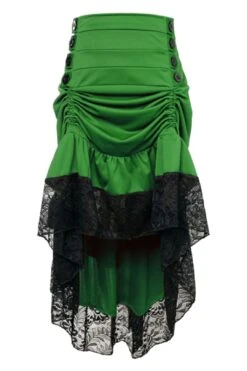 Atomic Green Gothic High-Waisted Buttoned Tiered Skirt