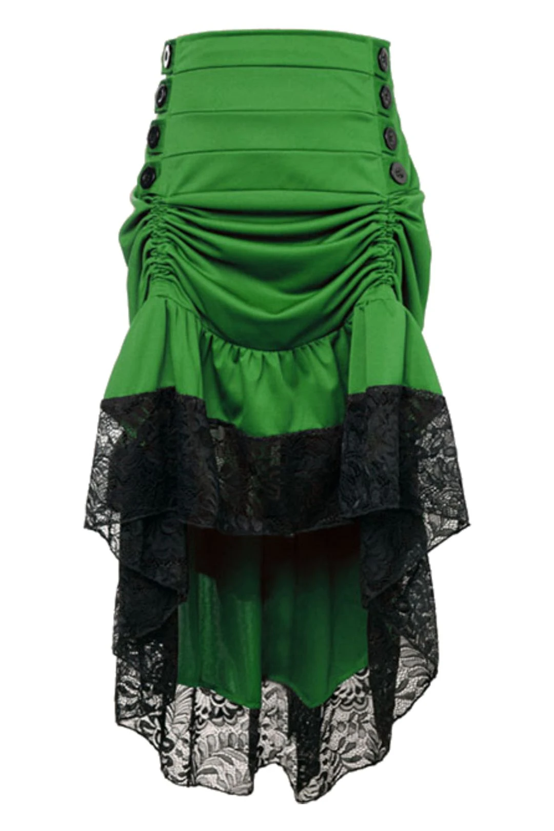 Atomic Green Gothic High-Waisted Buttoned Tiered Skirt 3 Atomic Green Gothic High-Waisted Buttoned Tiered Skirt