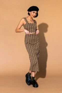 LALA ORIGINAL: Looking Good Print Top + Skirt Set In Mocha Geo -Layer Outfit 30256164733016 8