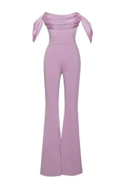 Sherlyn Mauve Off Shoulder Flared Crepe Jumpsuit -Layer Outfit 30306618376366 5