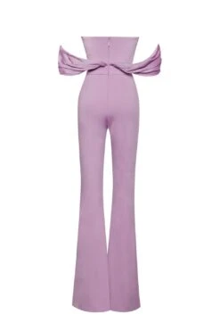 Sherlyn Mauve Off Shoulder Flared Crepe Jumpsuit -Layer Outfit 30306621980846 7