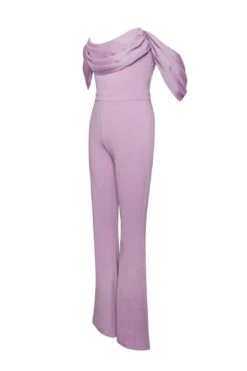 Sherlyn Mauve Off Shoulder Flared Crepe Jumpsuit -Layer Outfit 30306672378030 6