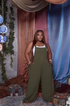 Perfect Linen Wide Leg Jumpsuit Olive