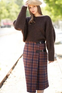 Plaid Wrap Midi Skirt