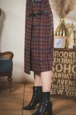 Plaid Wrap Midi Skirt -Layer Outfit 30376465432681 3