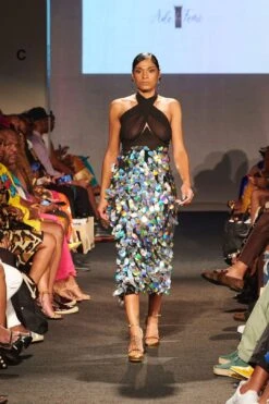 Ade By Femi Henri Black And Silver Iridescent Pencil Skirt (The Bomb Fashion Show)