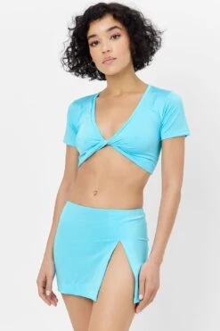 Frankies Bikinis Petite Shine Mini Skirt - Aquamarine -Layer Outfit 30442688053317 3