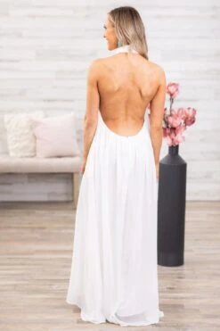 White Pleated Halter Neck Jumpsuit -Layer Outfit 30538043752511 3