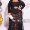 Final Sale Plus Size 2pc Black Bodysuit And Mesh Dot Skirt Set -Layer Outfit 30564407705705 1