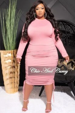 Final Sale Plus Size 2pc Crop Top And High Waist Drawstring Ruched Skirt In Mauve -Layer Outfit 30570490331241 3