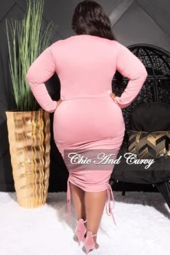 Final Sale Plus Size 2pc Crop Top And High Waist Drawstring Ruched Skirt In Mauve -Layer Outfit 30570490364009 6
