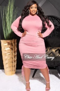 Final Sale Plus Size 2pc Crop Top And High Waist Drawstring Ruched Skirt In Mauve -Layer Outfit 30570490462313 5