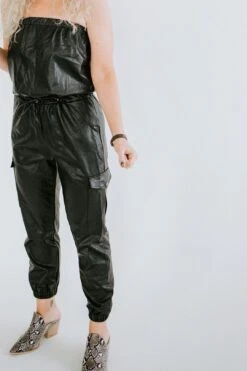 Hendrix Faux Leather Jumpsuit -Layer Outfit 30575225831621 2