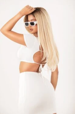 White Open Back Crop Skirt Set -Layer Outfit 30664517681352 5