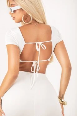 White Open Back Crop Skirt Set -Layer Outfit 30664517812424 7