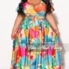 Final Sale Plus Size 2pc (Faux Wrap Crop Tie Top & Skirt) Set In -Layer Outfit 30778833010793 1