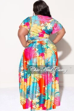 Final Sale Plus Size 2pc (Faux Wrap Crop Tie Top & Skirt) Set In -Layer Outfit 30778833043561 4