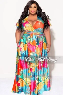 Final Sale Plus Size 2pc (Faux Wrap Crop Tie Top & Skirt) Set In -Layer Outfit 30778833076329 3
