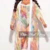 Final Sale Plus Size 2pc Duster & Spaghetti Strap Jumpsuit Set In Multi Color Print -Layer Outfit 30793356968041 1