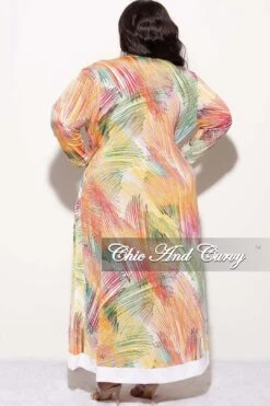 Final Sale Plus Size 2pc Duster & Spaghetti Strap Jumpsuit Set In Multi Color Print -Layer Outfit 30793357099113 8