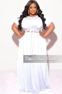 Final Sale Size 2pc Tie Top Maxi Skirt Set In White -Layer Outfit 30808179703913 3