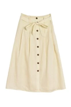 Angie French Style Creamy Midi Linen Skirt -Layer Outfit 30925225984186 5