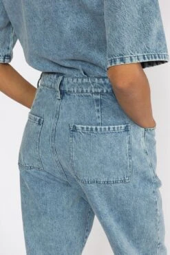 Angled Pocket Jumpsuit - Mid Blue Stone Washed Denim -Layer Outfit 30930960023734 9