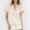 THML Camille Flutter Sleeve Top - Cream -Layer Outfit 31022943961155 1