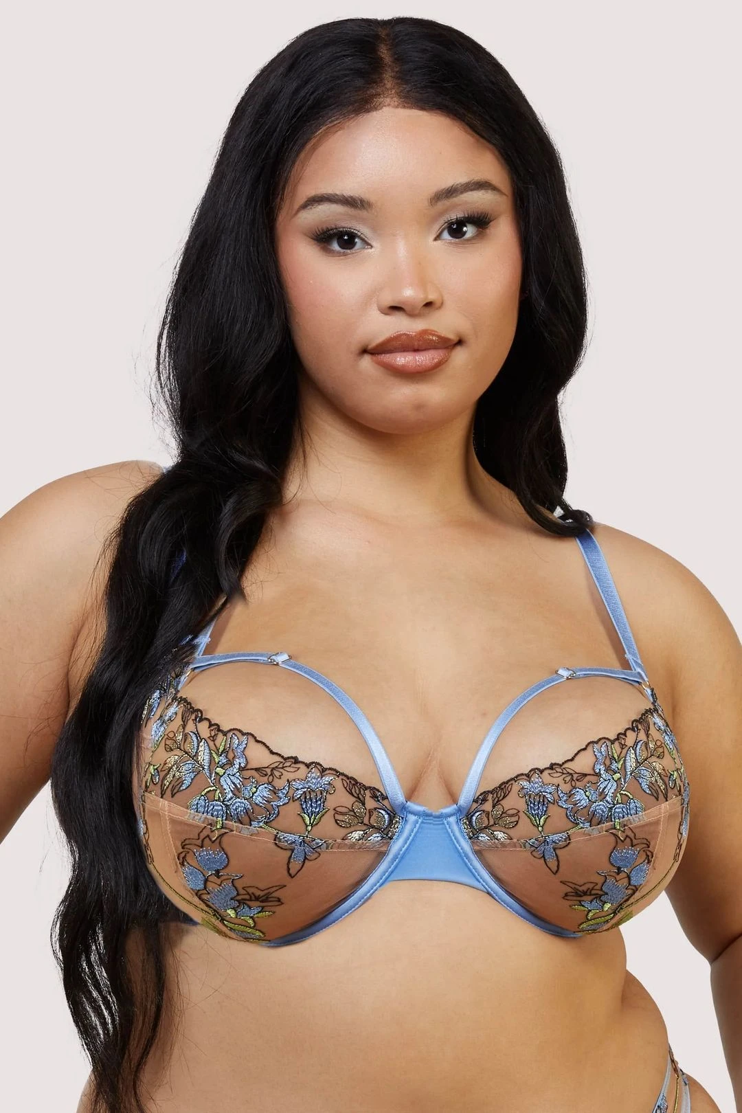 Mayla Blue Floral Embroidered Plunge Bra 5 Mayla Blue Floral Embroidered Plunge Bra - Image 3