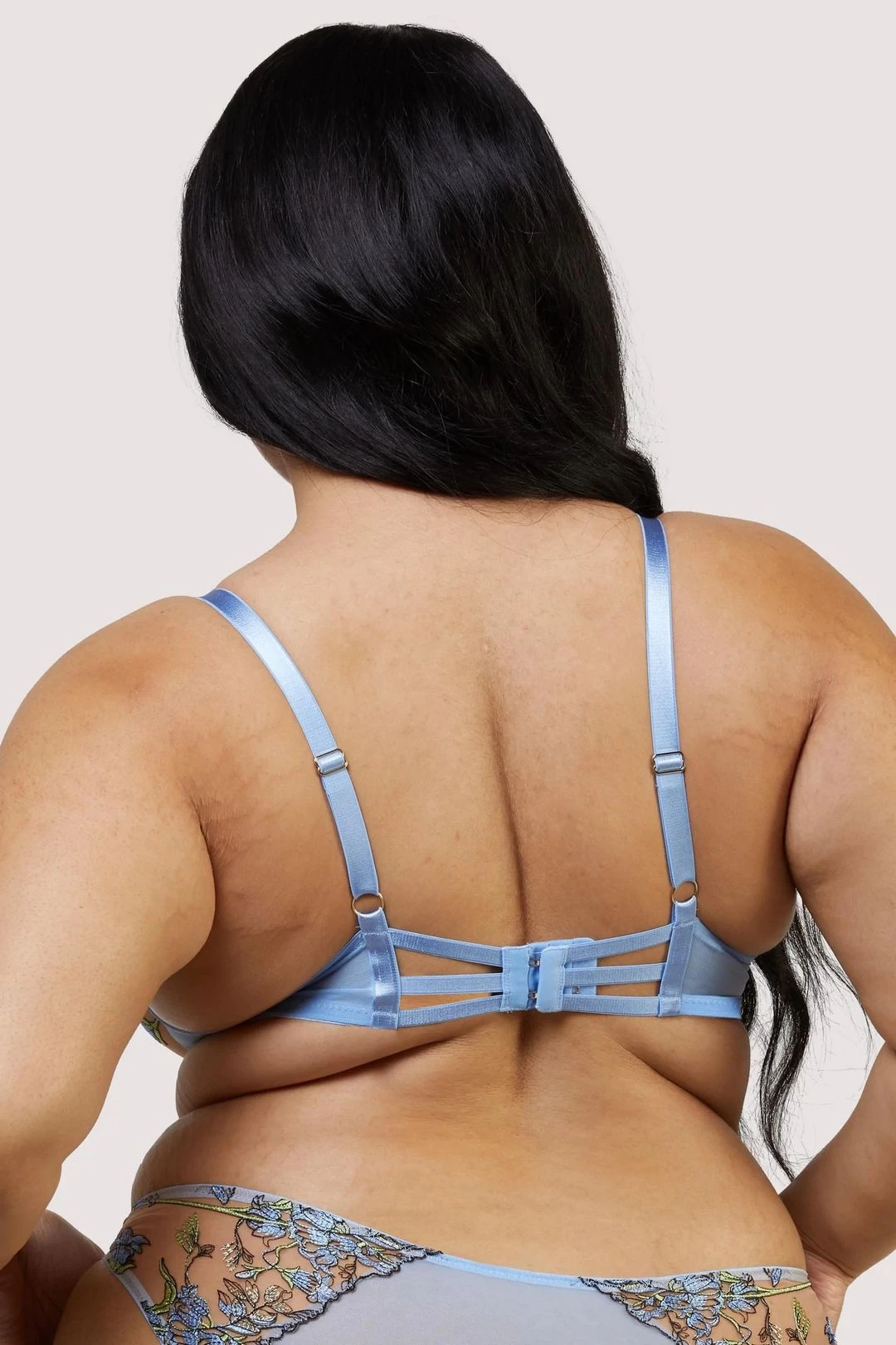 Mayla Blue Floral Embroidered Plunge Bra 6 Mayla Blue Floral Embroidered Plunge Bra - Image 4