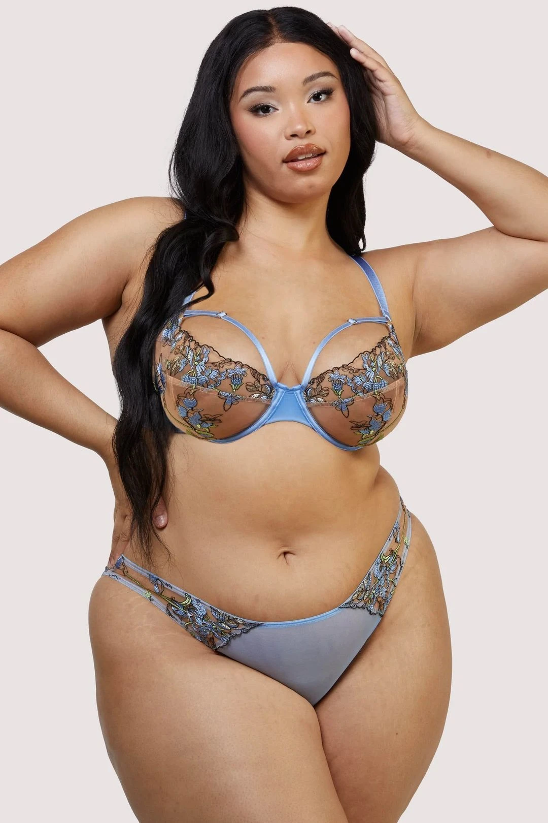 Mayla Blue Floral Embroidered Plunge Bra 7 Mayla Blue Floral Embroidered Plunge Bra - Image 5