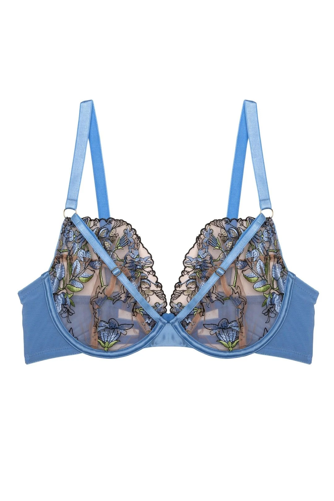 Mayla Blue Floral Embroidered Plunge Bra 8 Mayla Blue Floral Embroidered Plunge Bra - Image 6